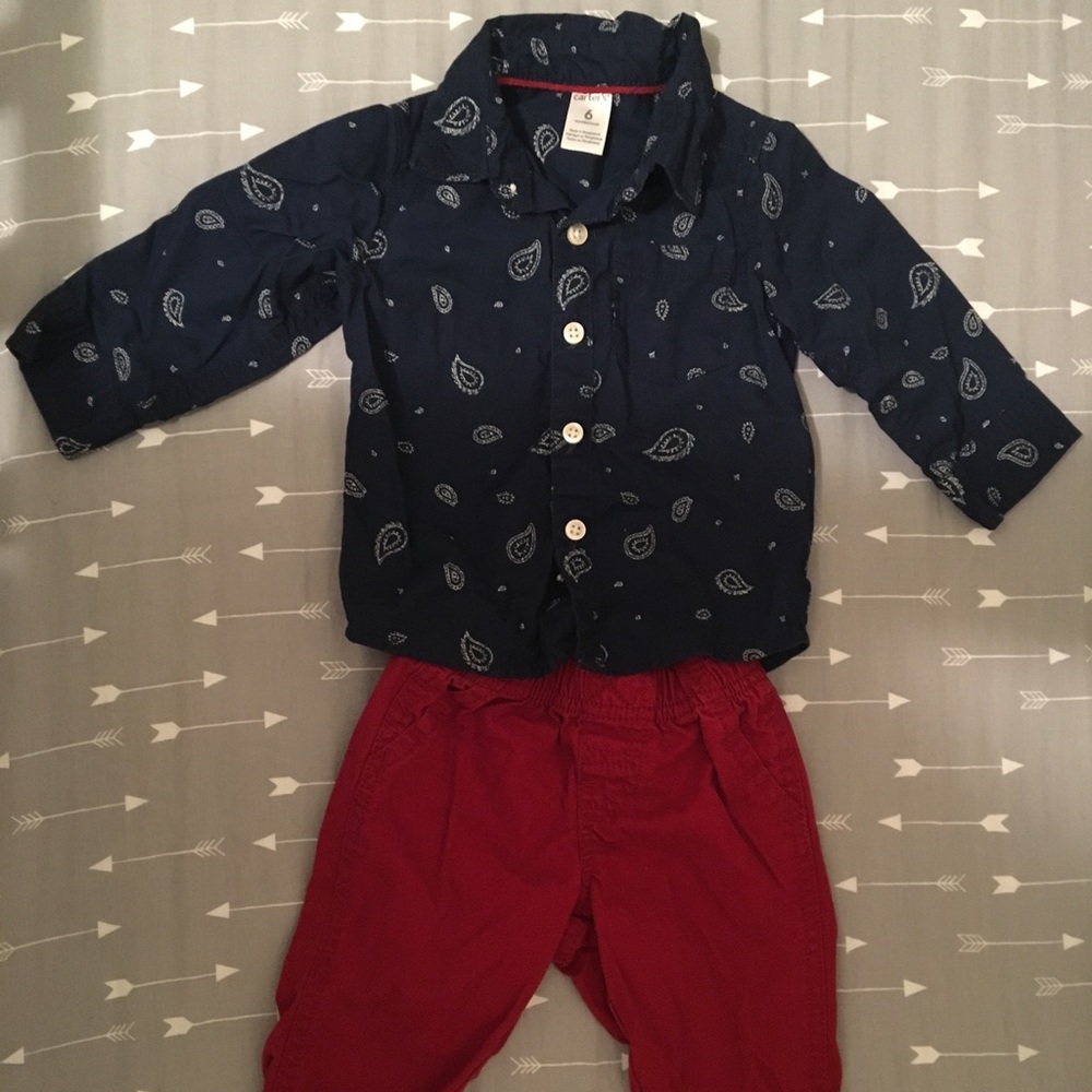 6 month button down and matching pants